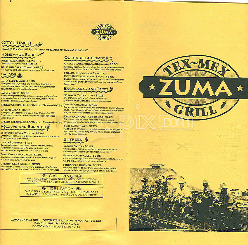 Zuma Tex-Mex Cafe - Boston, MA menu_pic
