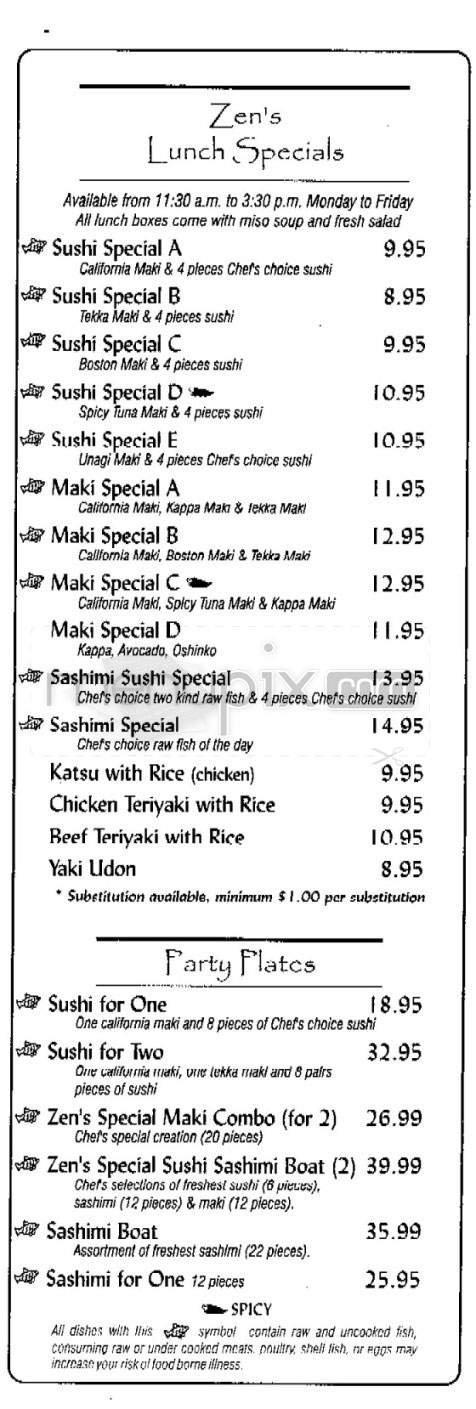Zen - L'Assomption, QC menu_pic
