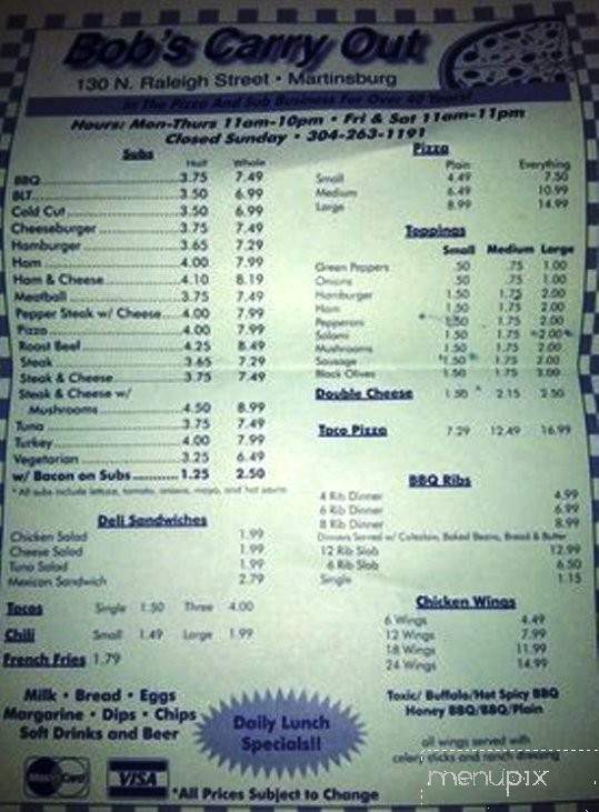 Bob's carry out deals