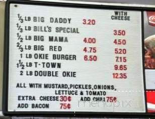 Bill's Jumbo Burgers - Tulsa, OK menu_pic