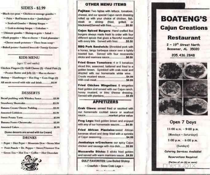 Boateng Cajun Creations - Bessemer, AL menu_pic