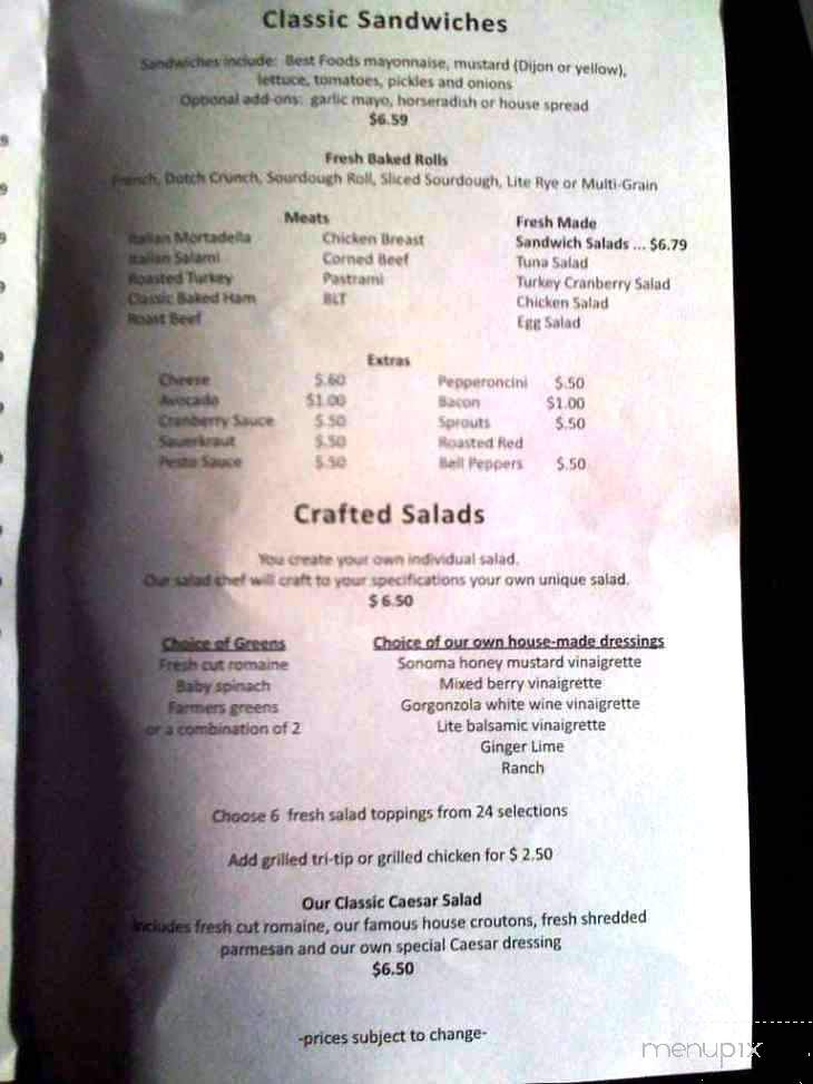Bianchini's - Petaluma, CA menu_pic
