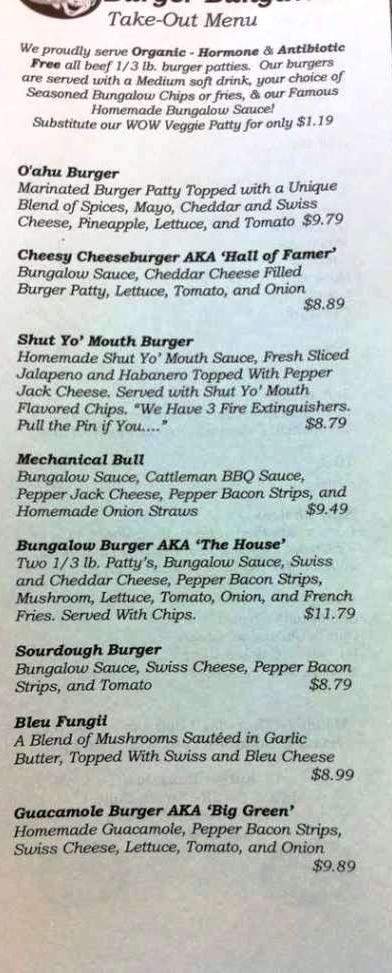 Burger Bungalow - Vancouver, WA menu_pic