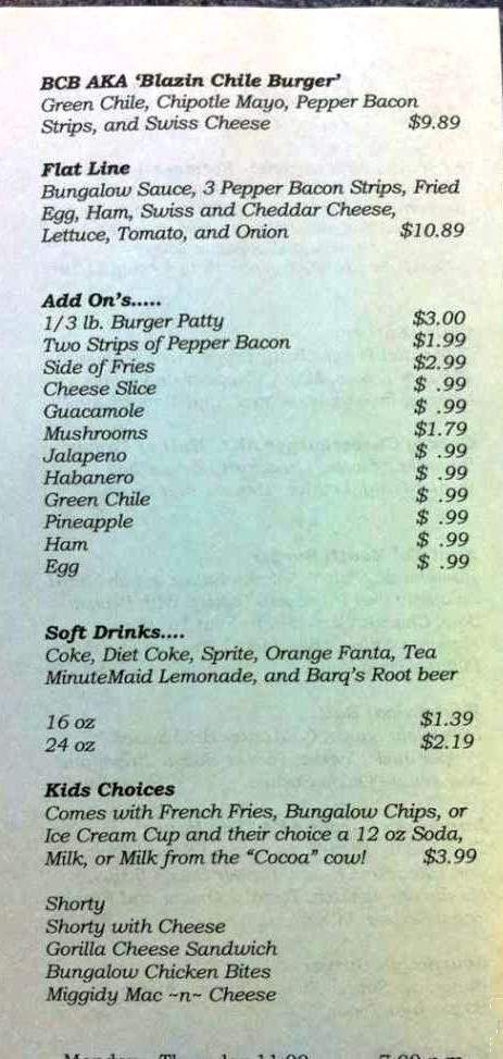 Burger Bungalow - Vancouver, WA menu_pic