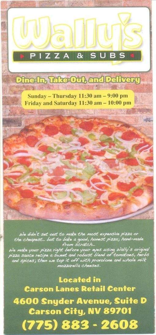 Wally's Pizza and Subs - Carson City, NV menu_pic