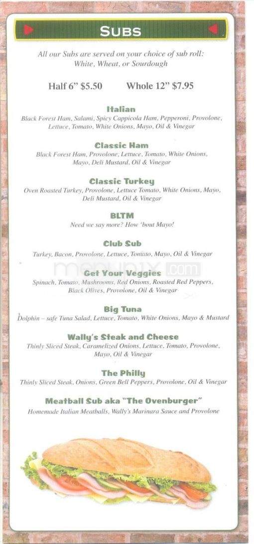 Wally's Pizza and Subs - Carson City, NV menu_pic