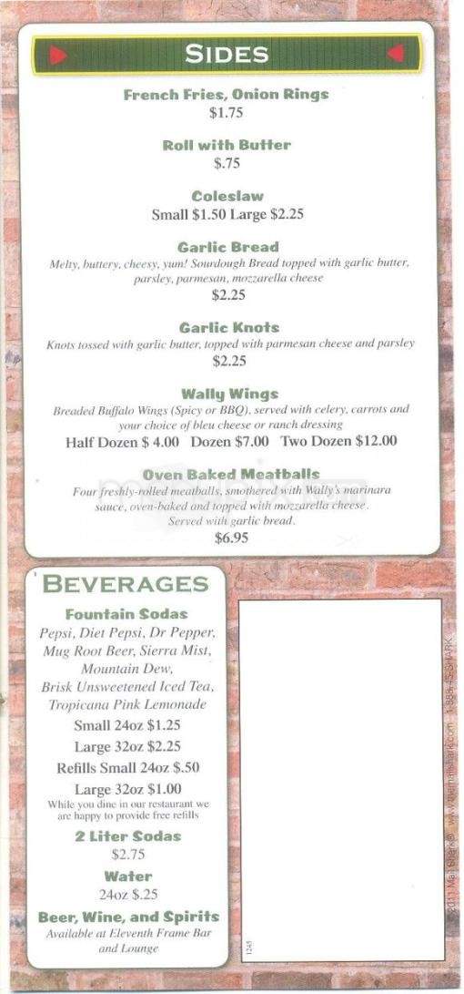 Wally's Pizza and Subs - Carson City, NV menu_pic