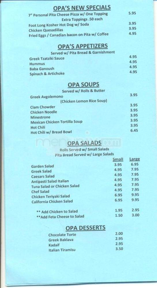 Opa Subs & Expresso - Reno, NV menu_pic
