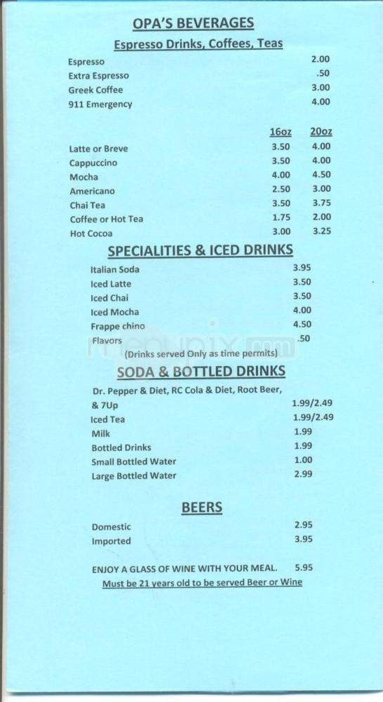 Opa Subs & Expresso - Reno, NV menu_pic