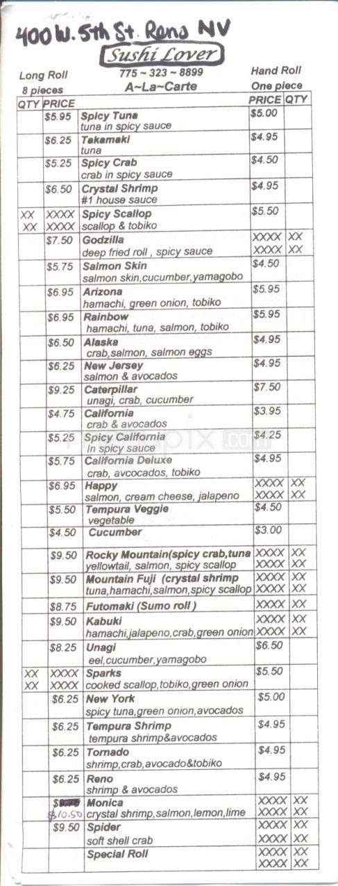 Sushi Lover - Reno, NV menu_pic