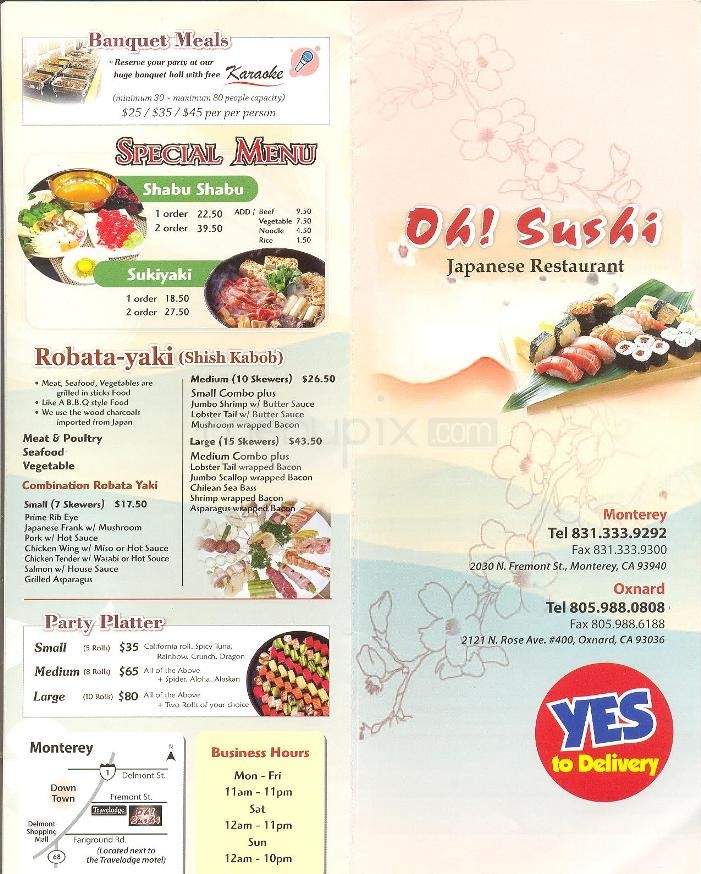 Oh! Sushi - Oxnard, CA menu_pic