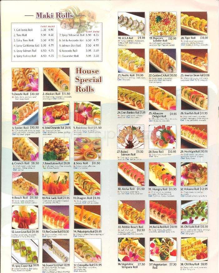 Oh! Sushi - Oxnard, CA menu_pic