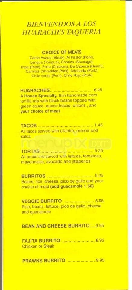 Los Huaraches Taqueria - Marina, CA menu_pic