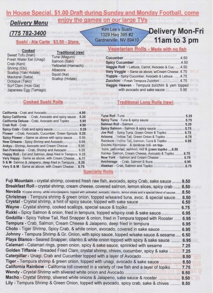 Kim Lee's Sushi - Gardnerville, NV menu_pic