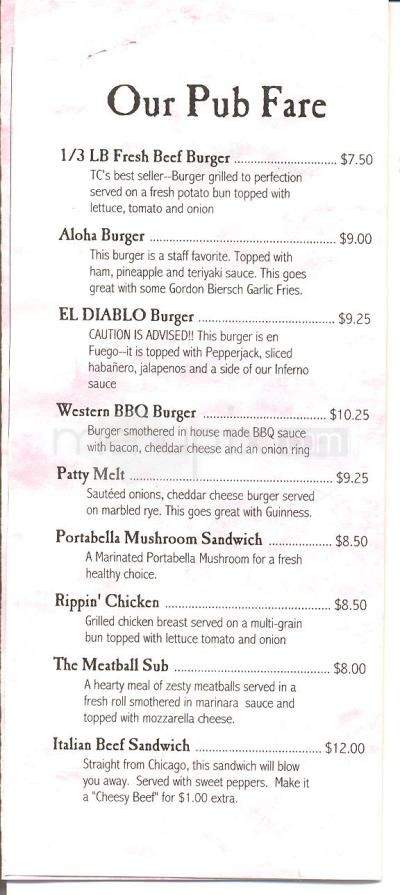 TC's Pub - Truckee, CA menu_pic