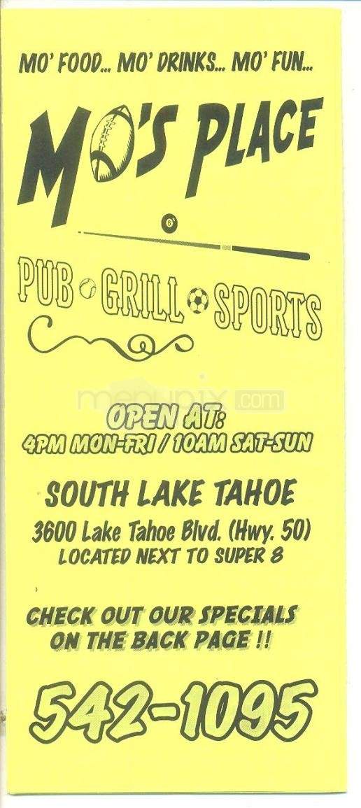 Mo's Place - South Lake Tahoe, CA menu_pic