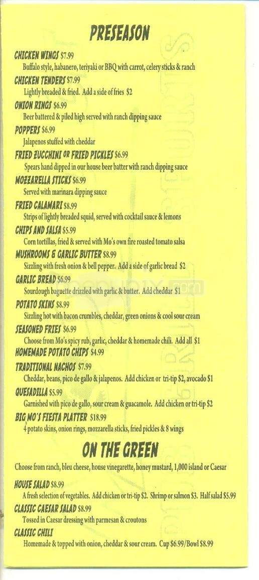 Mo's Place - South Lake Tahoe, CA menu_pic