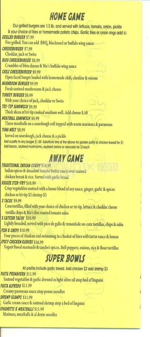 Mo's Place - South Lake Tahoe, CA menu_pic