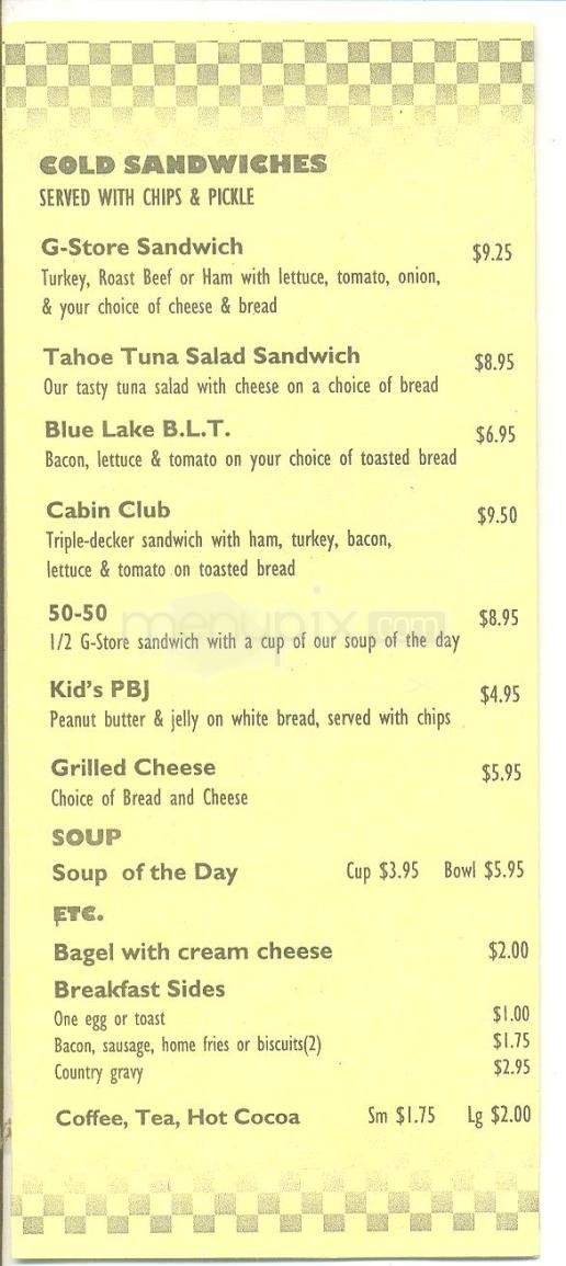 Camp Richardson General Store - South Lake Tahoe, CA menu_pic