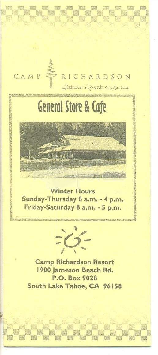 Camp Richardson General Store - South Lake Tahoe, CA menu_pic