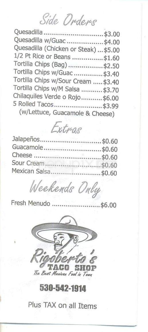 /199493/Rigobertos-Taco-Shop-Menu-South-Lake-Tahoe-CA - South Lake Tahoe, CA