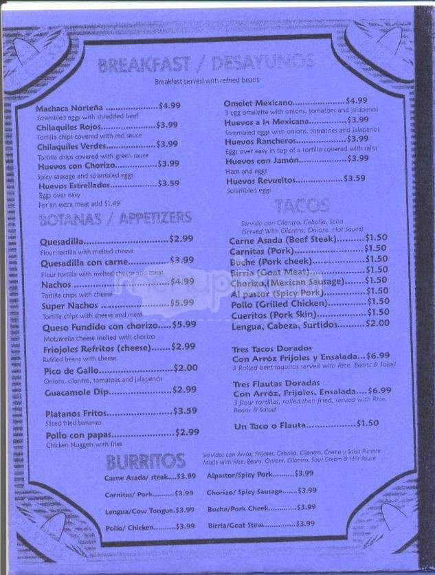 Dos Amigos - Wauchula, FL menu_pic