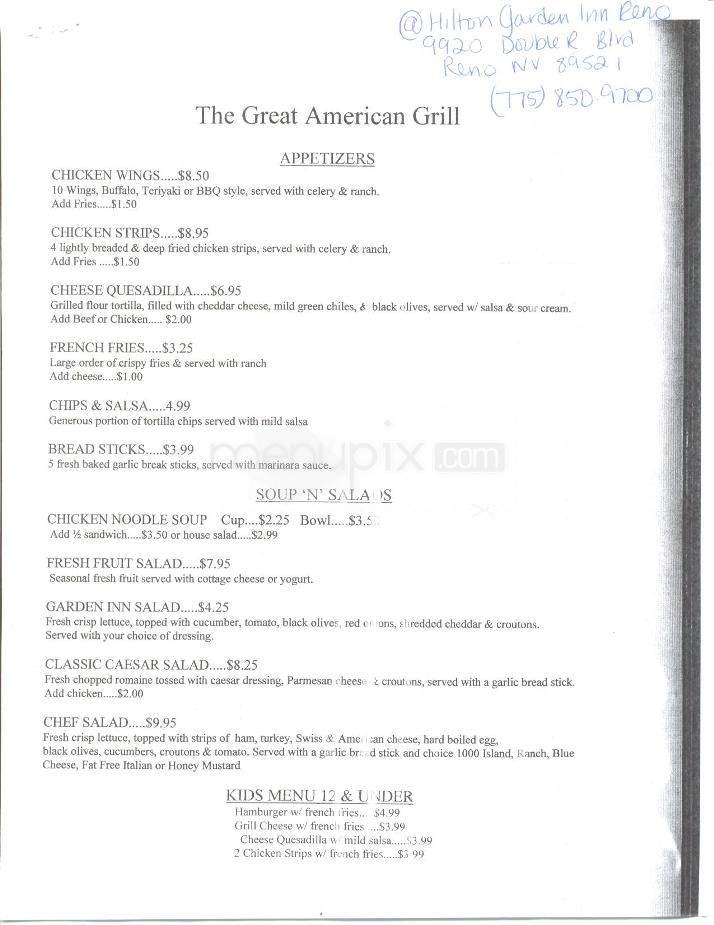 Great American Grill at Hilton Garden Inn - Reno, NV menu_pic