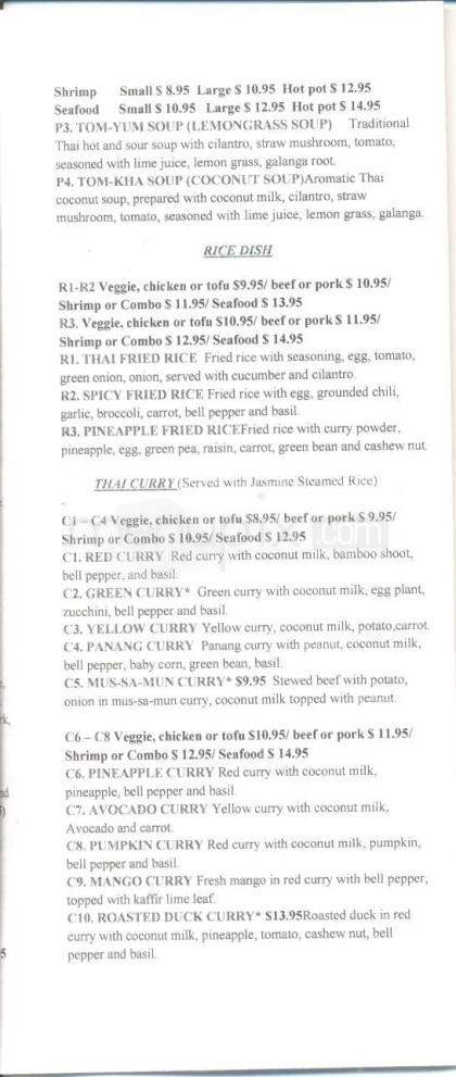 Sawasdee Thai Restaurant - Sparks, NV menu_pic