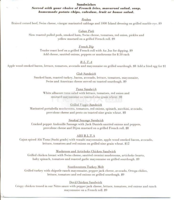 Woody's Grille & Spirits - Sparks, NV menu_pic