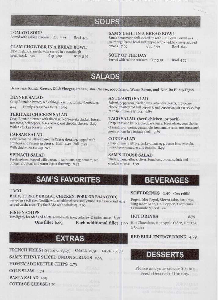 Sam's Place - Zephyr Cove, NV menu_pic