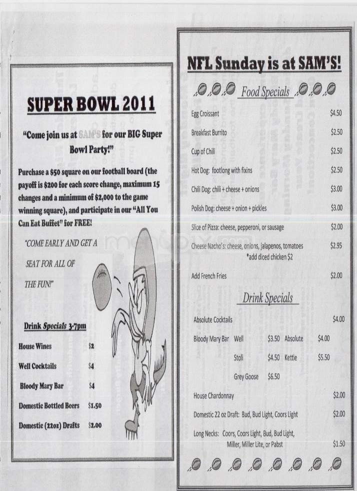 Sam's Place - Zephyr Cove, NV menu_pic