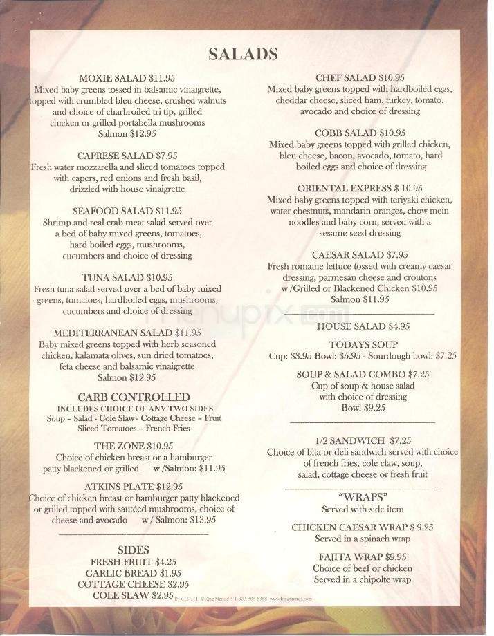 Moxie's Spirits & Dining - Reno, NV menu_pic