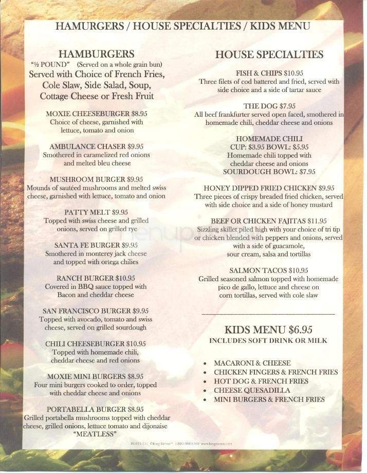 Moxie's Spirits & Dining - Reno, NV menu_pic