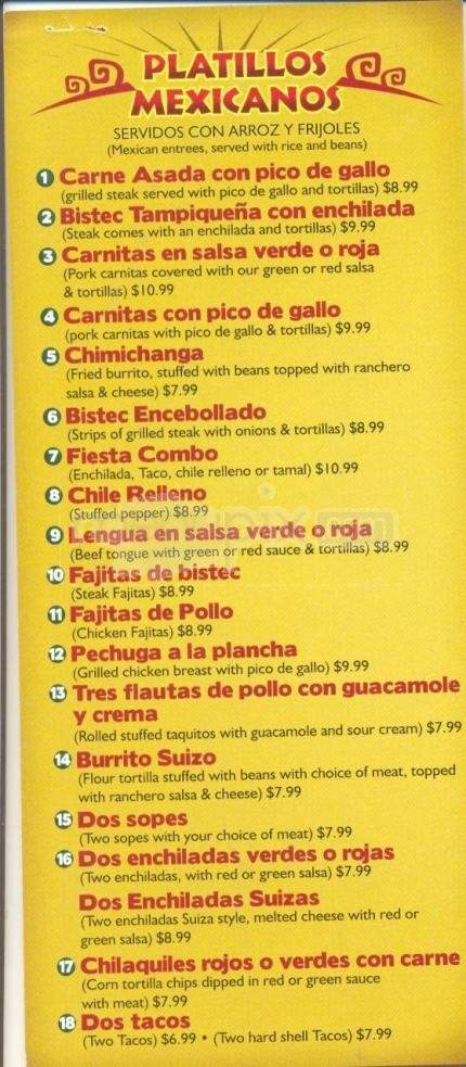 Fiesta Mexicana - Reno, NV menu_pic