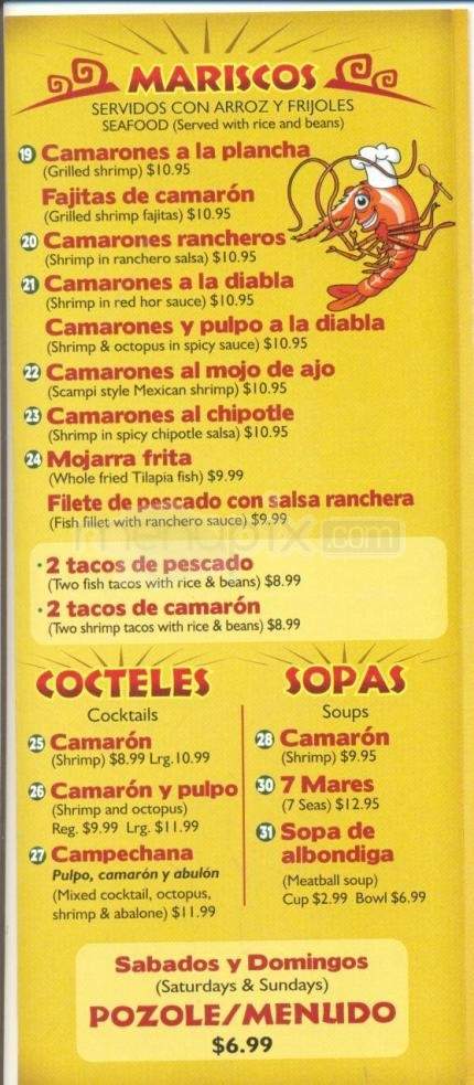 Fiesta Mexicana - Reno, NV menu_pic