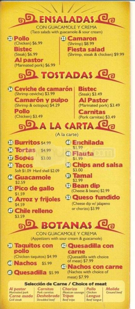 Fiesta Mexicana - Reno, NV menu_pic