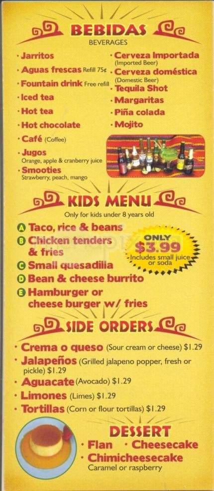 Fiesta Mexicana - Reno, NV menu_pic