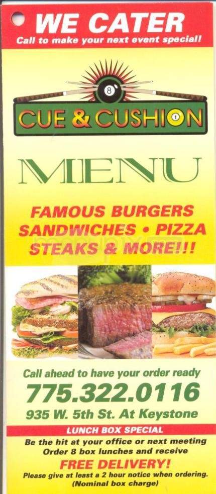 Cue & Cushion - Reno, NV menu_pic