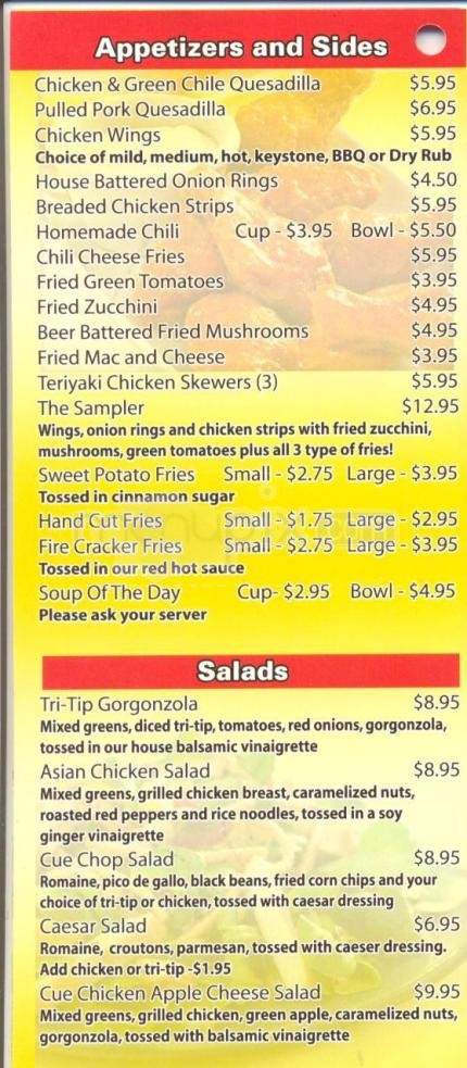 Cue & Cushion - Reno, NV menu_pic