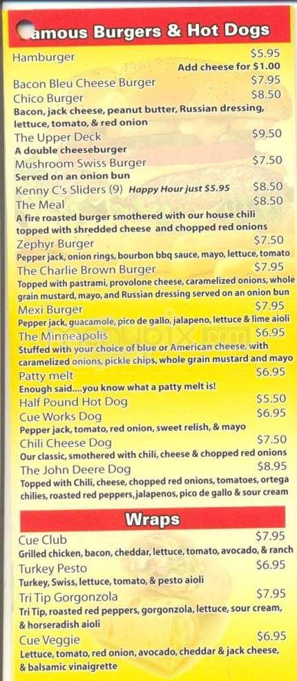 Cue & Cushion - Reno, NV menu_pic