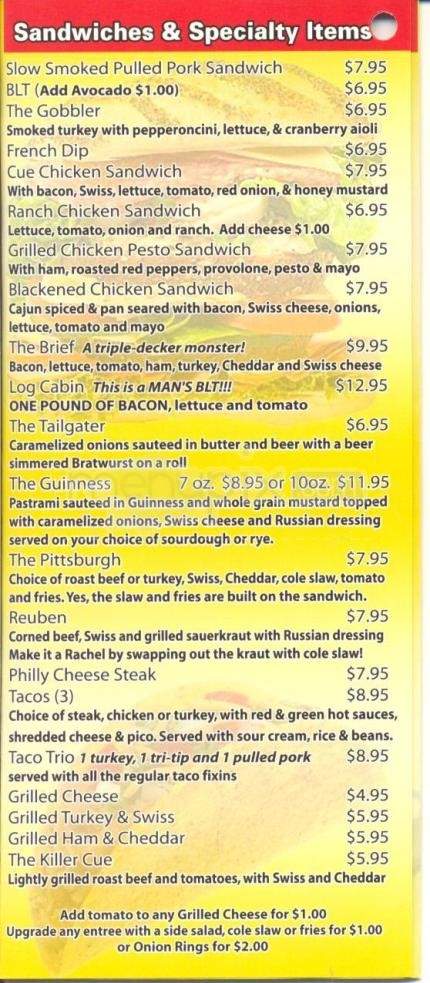 Cue & Cushion - Reno, NV menu_pic