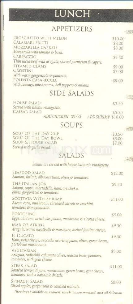 Mario's Portofino - Reno, NV menu_pic