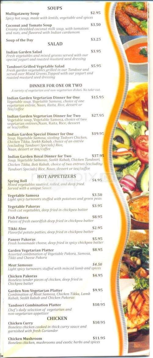 Indian Garden Restaurant - Reno, NV menu_pic
