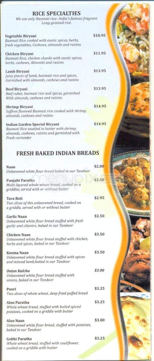 Indian Garden Restaurant - Reno, NV menu_pic