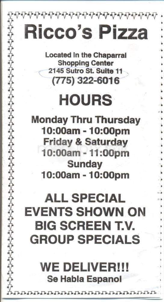 /2800390/Riccos-Pizza-Reno-NV - Reno, NV