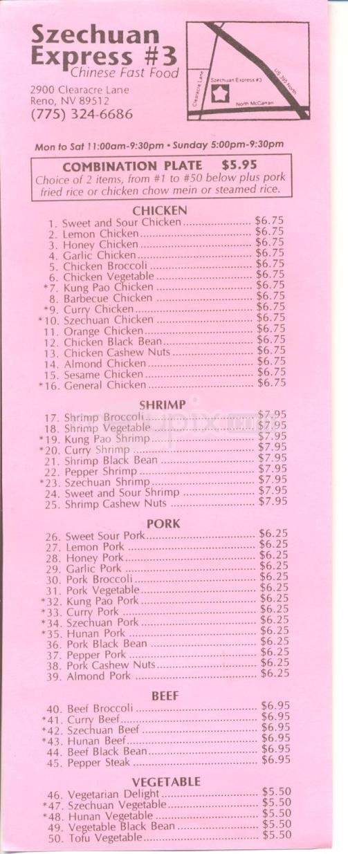 Szechuan Express #3 - Reno, NV menu_pic