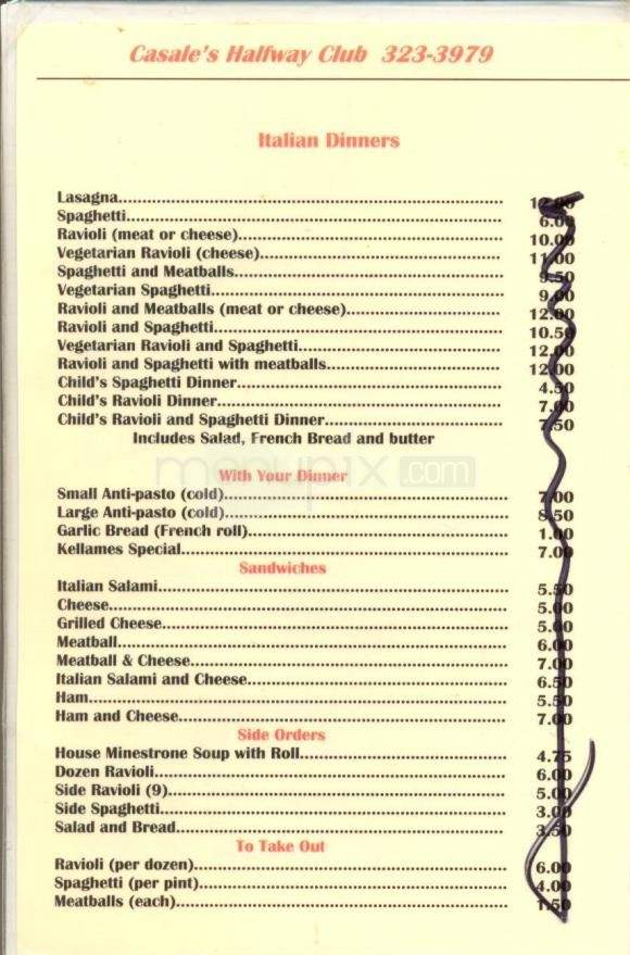Casale's Halfway Club - Reno, NV menu_pic