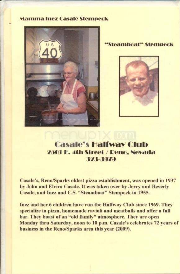 Casale's Halfway Club - Reno, NV menu_pic