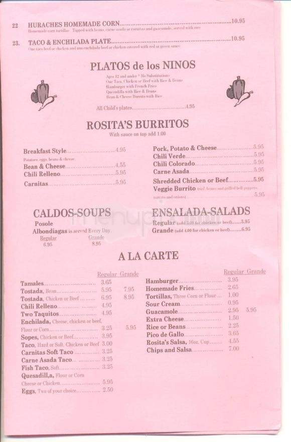 Rositas Cocina Original - Reno, NV menu_pic
