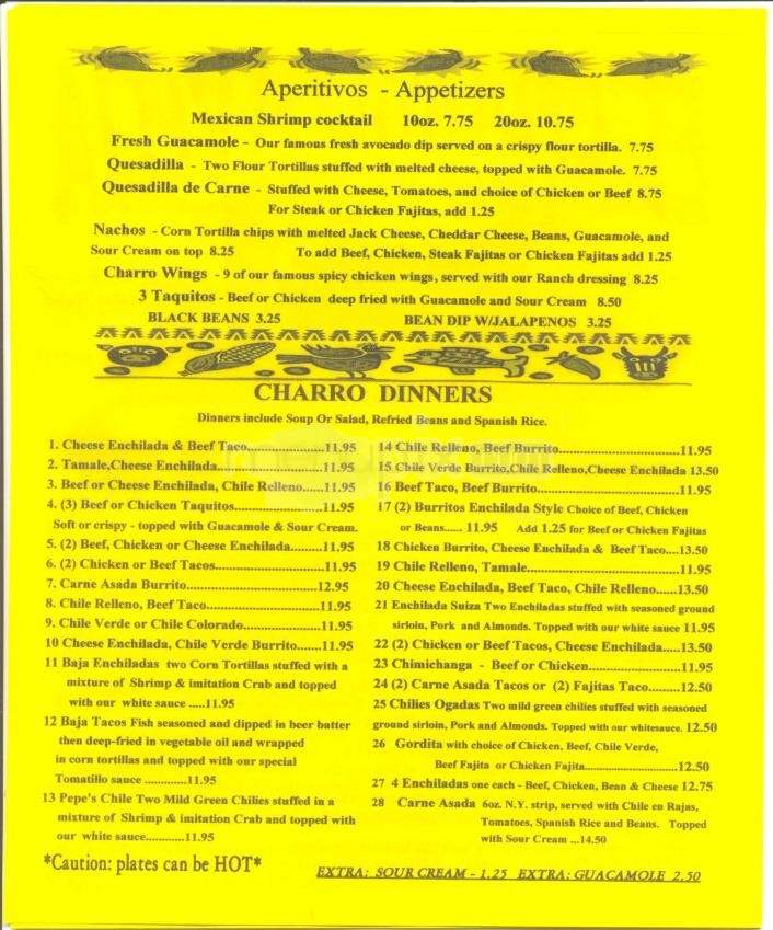 El Charro Avitia - Carson City, NV menu_pic